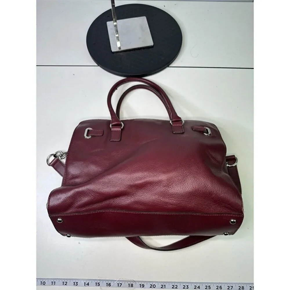 Michael Kors Red Oxblood Maroon Pebbled Leather Hamilton Shoulder Purse